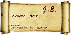 Gerhard Edvin névjegykártya